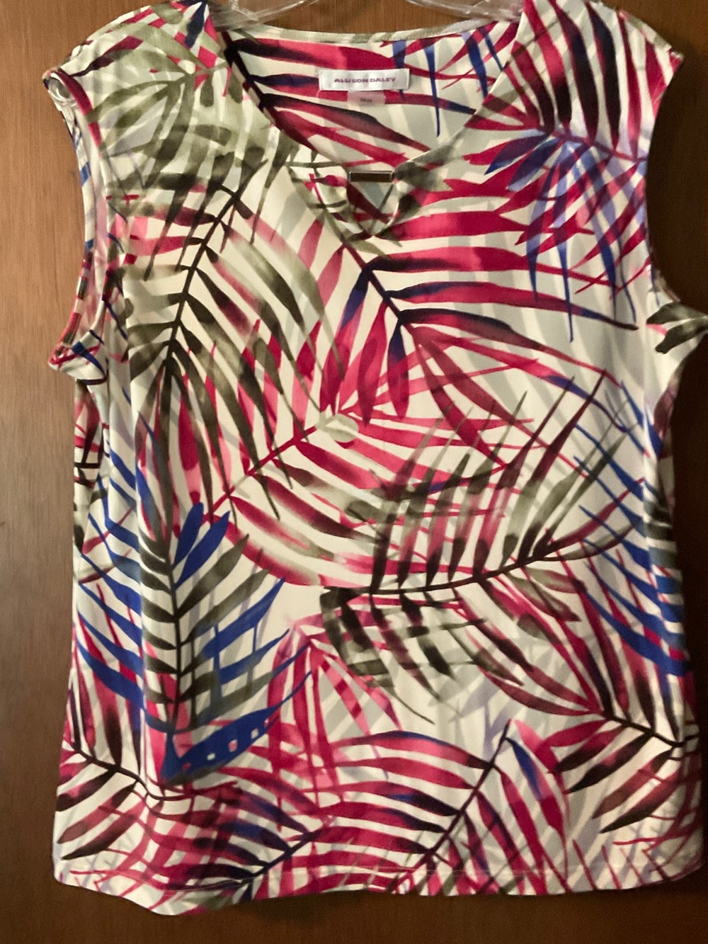 Anne Klein White Tropical Palm-Print Sleeveless Camisole